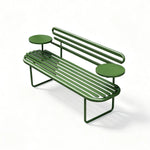 SOLARA Minimalist Outdoor Bench Iron Construction Weatherproof Finish 140/160cm for Terrace Garden Space - Green