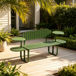 SOLARA Outdoor Metal Bench Large Seat Capacity Stable Support 140/160cm for Park Patio Leisure Area - Green
