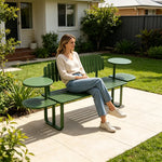 SOLARA Outdoor Metal Bench Large Seat Capacity Stable Support 140/160cm for Park Patio Leisure Area - Green