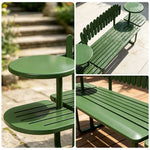 SOLARA Outdoor Metal Bench Large Seat Capacity Stable Support 140/160cm for Park Patio Leisure Area - Green