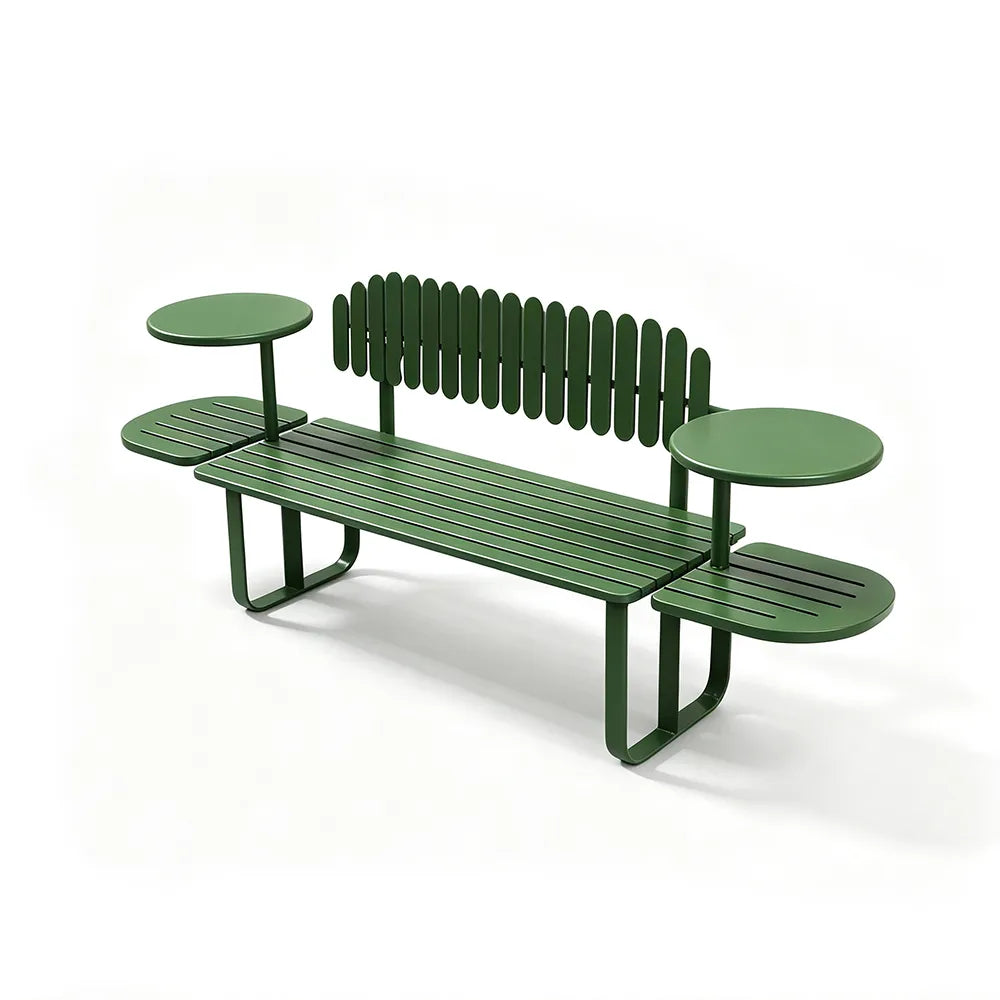 SOLARA Outdoor Metal Bench Large Seat Capacity Stable Support 140/160cm for Park Patio Leisure Area - Green