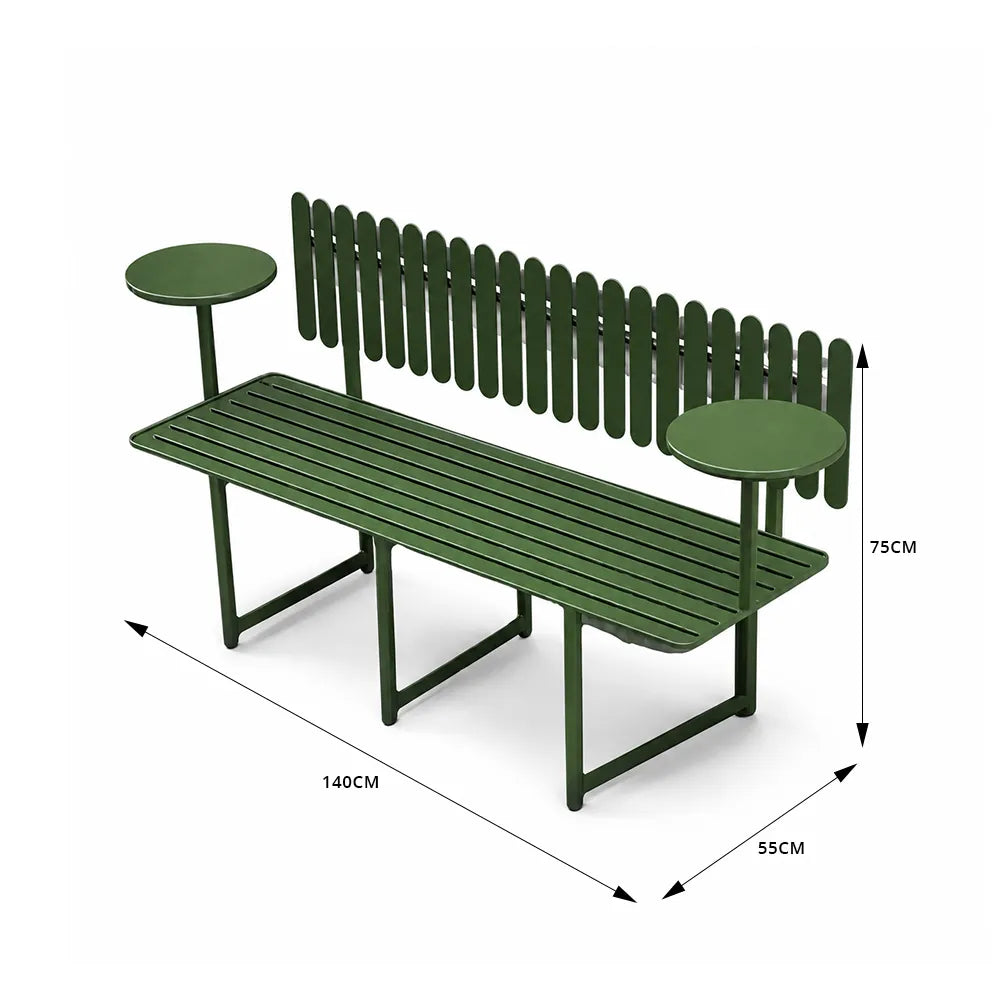 SOLARA Patio Bench Durable Iron Frame Outdoor Seating Solution 140/160cm for Garden Backyard Space - Green
