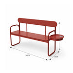 SOLARA Outdoor Leisure Bench Reinforced Metal Structure Easy Maintenance 140/160cm for Balcony Garden Area - Red