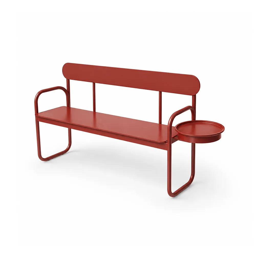 SOLARA Outdoor Leisure Bench Reinforced Metal Structure Easy Maintenance 140/160cm for Balcony Garden Area - Red