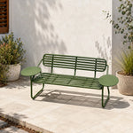 SOLARA Modern Garden Bench Comfortable Outdoor Seating Rustproof Metal Design 140/160cm for Patio Use - Green