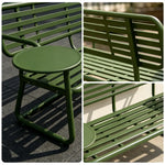 SOLARA Modern Garden Bench Comfortable Outdoor Seating Rustproof Metal Design 140/160cm for Patio Use - Green