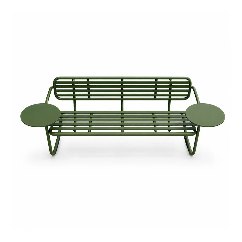 SOLARA Modern Garden Bench Comfortable Outdoor Seating Rustproof Metal Design 140/160cm for Patio Use - Green