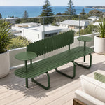 SOLARA Outdoor Public Bench Strong Load Bearing Iron Frame 140/160cm for Community Park Rest Areas - Green