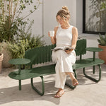 SOLARA Outdoor Public Bench Strong Load Bearing Iron Frame 140/160cm for Community Park Rest Areas - Green