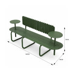 SOLARA Outdoor Public Bench Strong Load Bearing Iron Frame 140/160cm for Community Park Rest Areas - Green