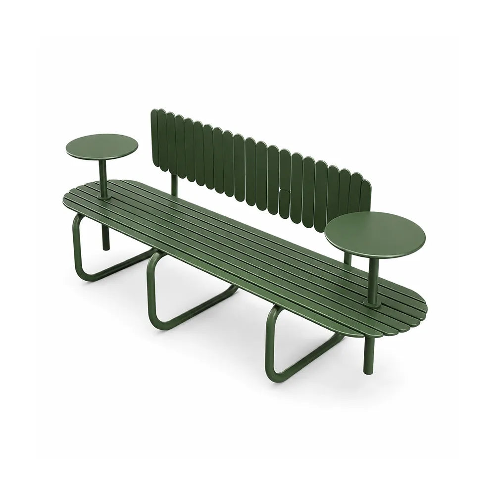 SOLARA Outdoor Public Bench Strong Load Bearing Iron Frame 140/160cm for Community Park Rest Areas - Green