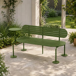 SOLARA Outdoor Metal Seating Bench Elegant Simple Style 140/160cm for Garden Terrace Commercial Areas - Green