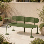 SOLARA Outdoor Metal Seating Bench Elegant Simple Style 140/160cm for Garden Terrace Commercial Areas - Green