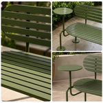 SOLARA Outdoor Metal Seating Bench Elegant Simple Style 140/160cm for Garden Terrace Commercial Areas - Green