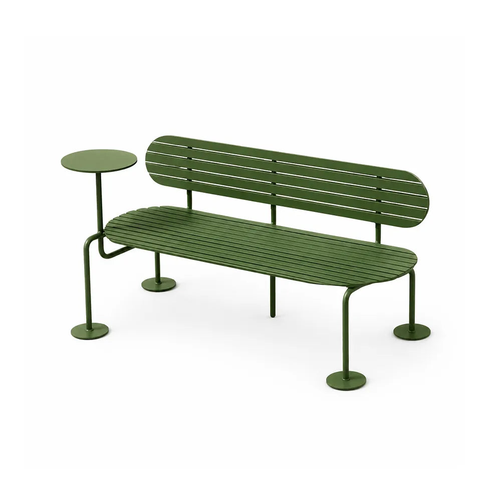 SOLARA Outdoor Metal Seating Bench Elegant Simple Style 140/160cm for Garden Terrace Commercial Areas - Green