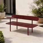 SOLARA Durable Outdoor Bench Iron Frame Waterproof Finish 140/160cm for Backyard Patio Relaxation - Red