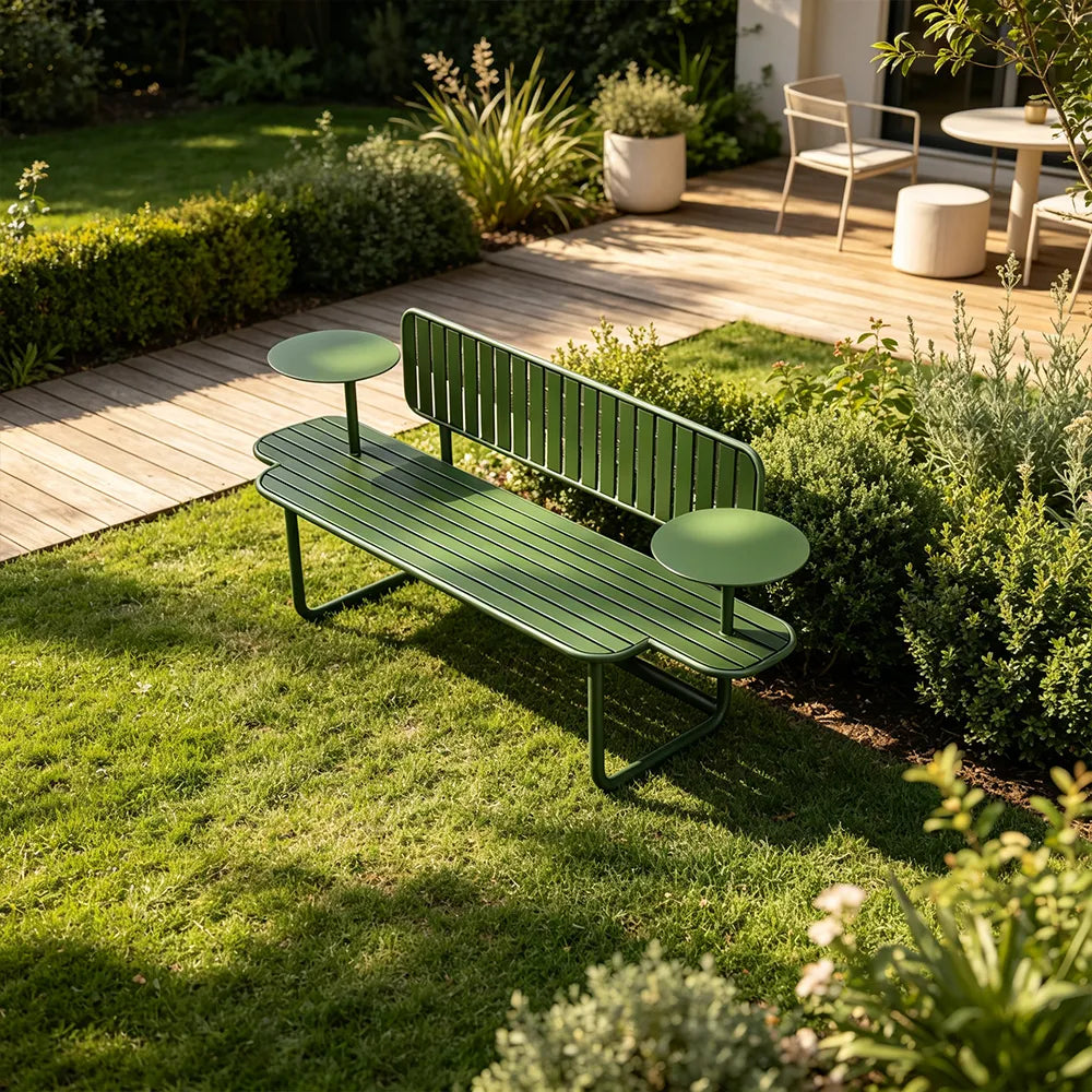 SOLARA Outdoor Garden Seating Bench Stable Structure Easy Cleaning 140/160cm for Home Leisure Spaces - Green