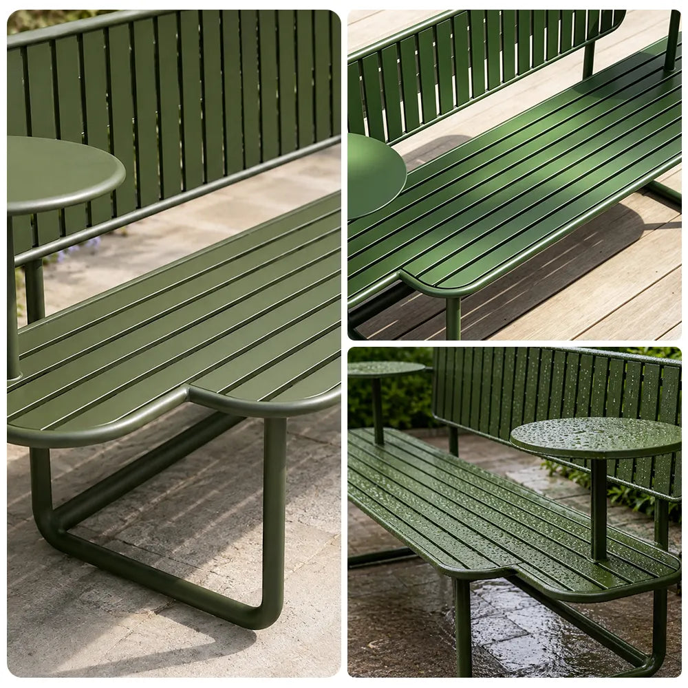 SOLARA Outdoor Garden Seating Bench Stable Structure Easy Cleaning 140/160cm for Home Leisure Spaces - Green