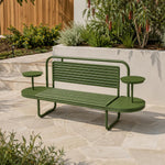 SOLARA Heavy Duty Outdoor Iron Bench Comfortable Backless Design 140/160cm for Patio Garden Decoration - Green