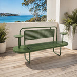 SOLARA Heavy Duty Outdoor Iron Bench Comfortable Backless Design 140/160cm for Patio Garden Decoration - Green