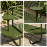 SOLARA Heavy Duty Outdoor Iron Bench Comfortable Backless Design 140/160cm for Patio Garden Decoration - Green