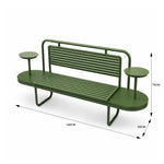 SOLARA Heavy Duty Outdoor Iron Bench Comfortable Backless Design 140/160cm for Patio Garden Decoration - Green