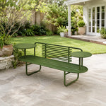 SOLARA Outdoor Bench Premium Metal Construction Long Lasting Use 140/160cm for Park Garden Public Area - Green