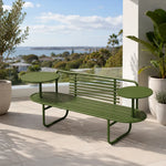 SOLARA Outdoor Bench Premium Metal Construction Long Lasting Use 140/160cm for Park Garden Public Area - Green