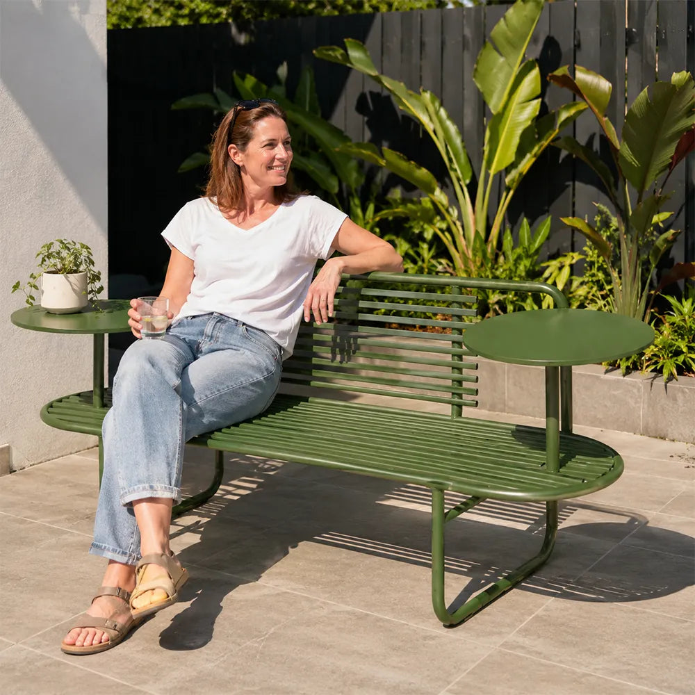 SOLARA Outdoor Bench Premium Metal Construction Long Lasting Use 140/160cm for Park Garden Public Area - Green