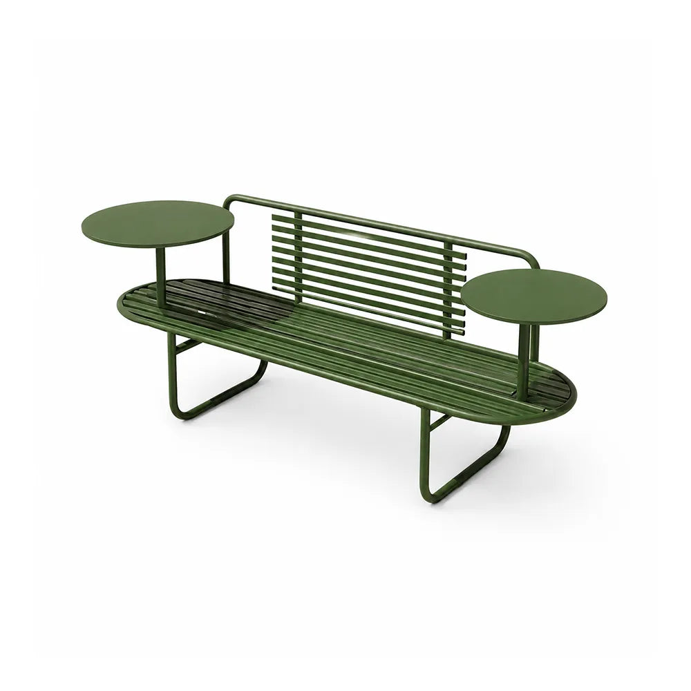 SOLARA Outdoor Bench Premium Metal Construction Long Lasting Use 140/160cm for Park Garden Public Area - Green