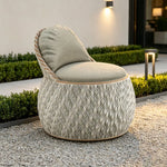 SOLARA Outdoor Wicker Lounge Chair with Cushioned Seat for Patio Garden Balcony Relaxing Space - Beige