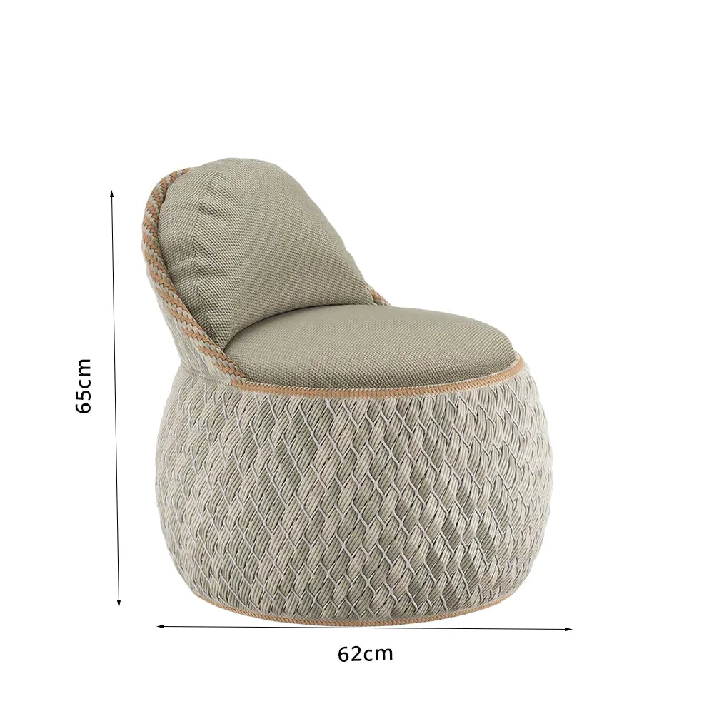SOLARA Outdoor Wicker Lounge Chair with Cushioned Seat for Patio Garden Balcony Relaxing Space - Beige