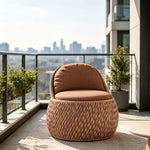 SOLARA Outdoor Wicker Lounge Chair with Cushioned Seat for Patio Garden Balcony Relaxing Space - Brown