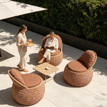 SOLARA Outdoor Wicker Lounge Chair with Cushioned Seat for Patio Garden Balcony Relaxing Space - Brown