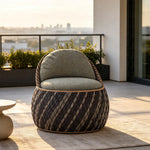 SOLARA Outdoor Wicker Lounge Chair with Cushioned Seat for Patio Garden Balcony Relaxing Space - Blue