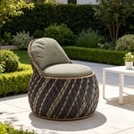 SOLARA Outdoor Wicker Lounge Chair with Cushioned Seat for Patio Garden Balcony Relaxing Space - Blue