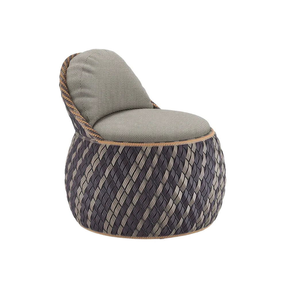 SOLARA Outdoor Wicker Lounge Chair with Cushioned Seat for Patio Garden Balcony Relaxing Space - Blue
