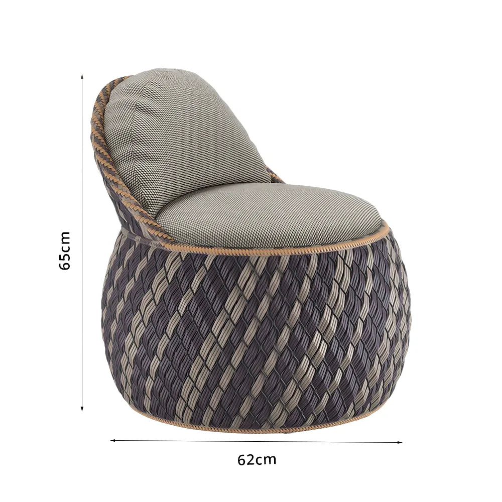 SOLARA Outdoor Wicker Lounge Chair with Cushioned Seat for Patio Garden Balcony Relaxing Space - Blue