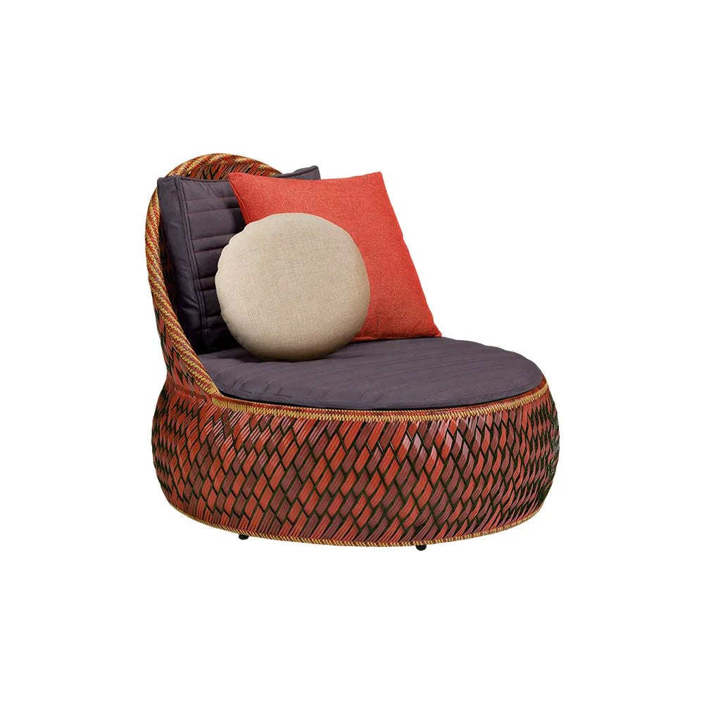 SOLARA Outdoor Wicker Lounge Chair with Cushioned Seat for Patio Garden Balcony Relaxing Space - Terracotta Brown