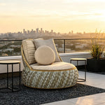SOLARA Outdoor Wicker Lounge Chair with Cushioned Seat for Patio Garden Balcony Relaxing Space - Beige