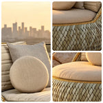 SOLARA Outdoor Wicker Lounge Chair with Cushioned Seat for Patio Garden Balcony Relaxing Space - Beige