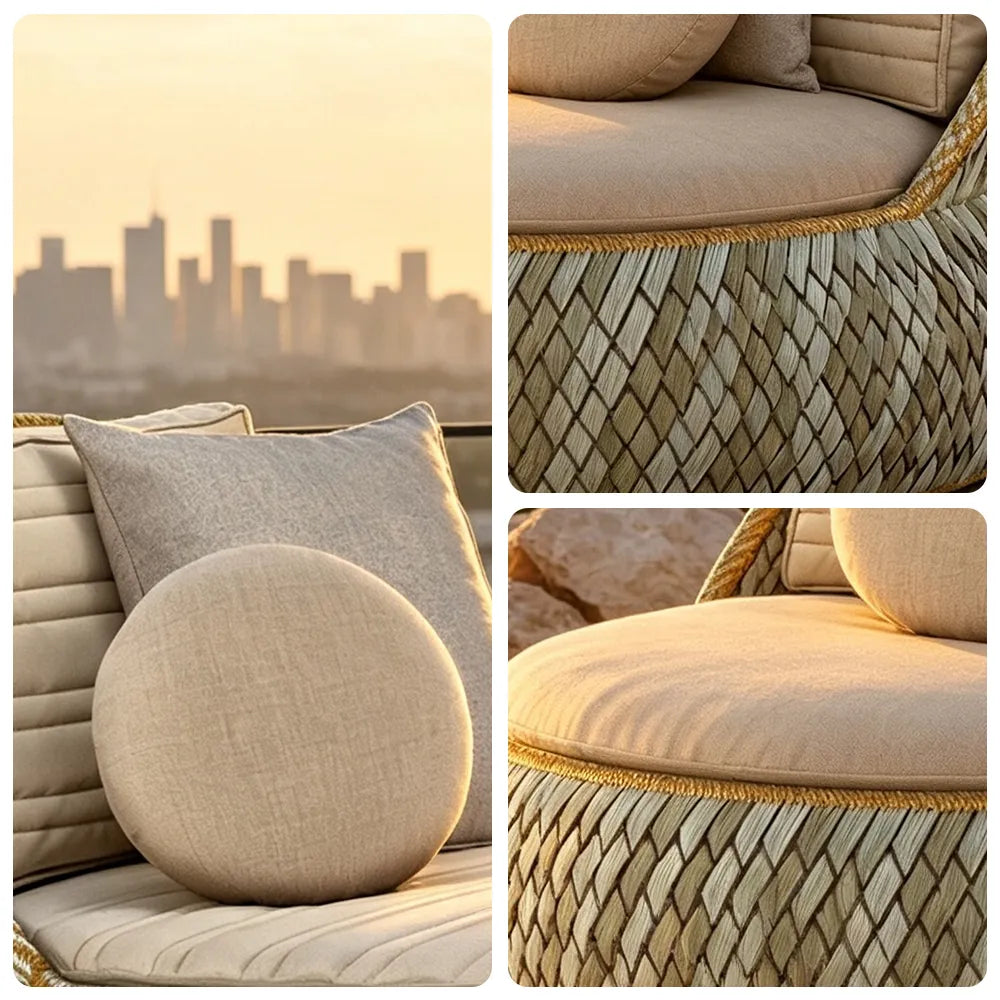 SOLARA Outdoor Wicker Lounge Chair with Cushioned Seat for Patio Garden Balcony Relaxing Space - Beige