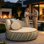 SOLARA Outdoor Wicker Lounge Chair with Cushioned Seat for Patio Garden Balcony Relaxing Space - Beige