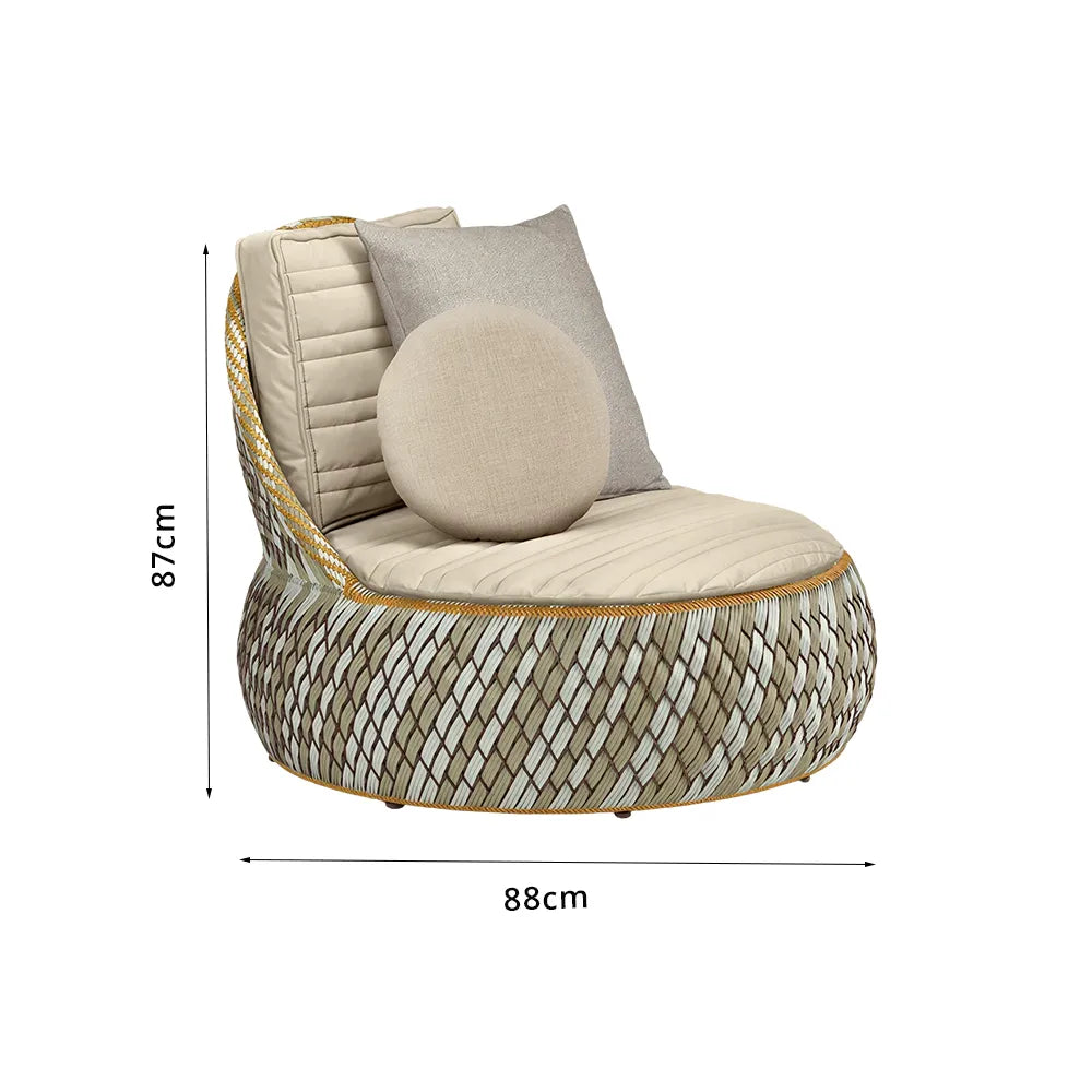 SOLARA Outdoor Wicker Lounge Chair with Cushioned Seat for Patio Garden Balcony Relaxing Space - Beige