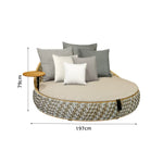 SOLARA Outdoor Wicker Daybed with Cushioned Mattress and Round Design for Patio Garden Poolside Relaxing Space - Beige