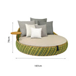 SOLARA Outdoor Wicker Daybed with Cushioned Mattress and Round Design for Patio Garden Poolside Relaxing Space - Green