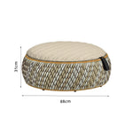 SOLARA Outdoor Wicker Ottoman Stool with Cushioned Seat for Patio Garden Balcony Relaxing Space - Beige