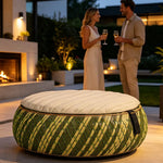 SOLARA Outdoor Wicker Ottoman Stool with Cushioned Seat for Patio Garden Balcony Relaxing Space - Green