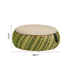 SOLARA Outdoor Wicker Ottoman Stool with Cushioned Seat for Patio Garden Balcony Relaxing Space - Green