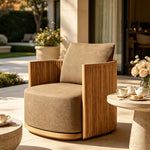SOLARA Teak Wood Lounge Chair with Quick-Dry Cushion for Patio Garden Balcony Indoor Outdoor Relaxing Space - Natural Brown